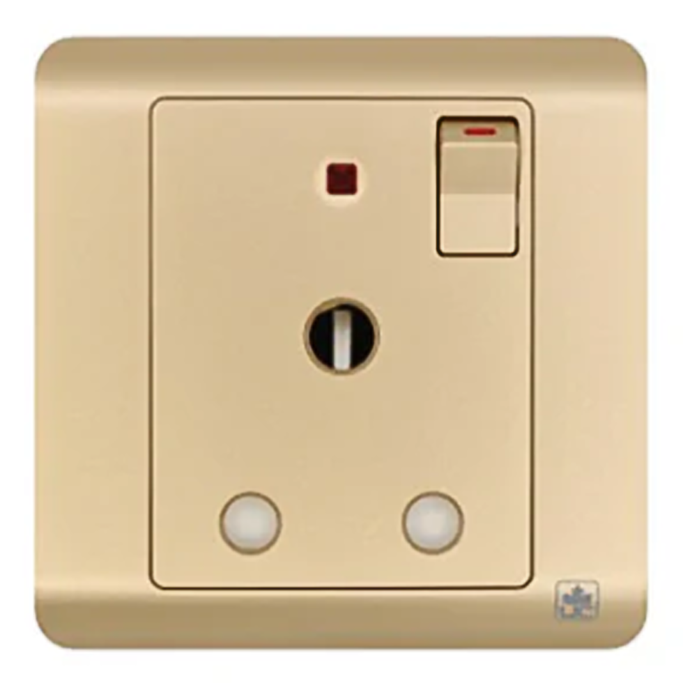 JEWEL CHAMPAGNE SINGLE SOCKET ROUND PIN | مقبس مفرد بدبوس دائري – سلسلة "جوهرة" – شامبين