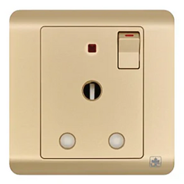 JEWEL CHAMPAGNE SINGLE SOCKET ROUND PIN | مقبس مفرد بدبوس دائري – سلسلة "جوهرة" – شامبين