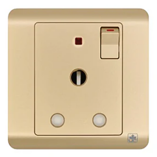 JEWEL CHAMPAGNE SINGLE SOCKET ROUND PIN | مقبس مفرد بدبوس دائري – سلسلة 