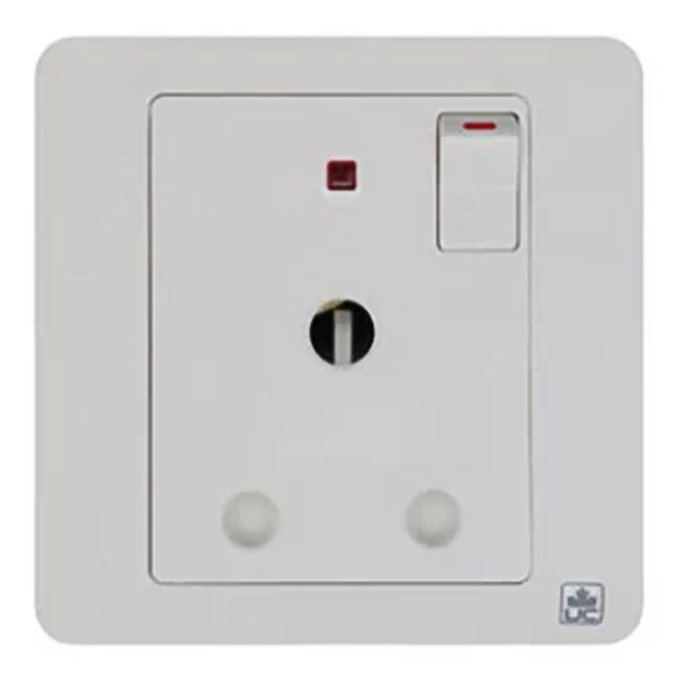 JEWEL WHITE SINGLE SOCKET ROUND PIN | مقبس مفرد بدبوس دائري – سلسلة "جوهرة" – الأبيض