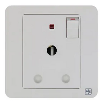 JEWEL WHITE SINGLE SOCKET ROUND PIN | مقبس مفرد بدبوس دائري – سلسلة "جوهرة" – الأبيض
