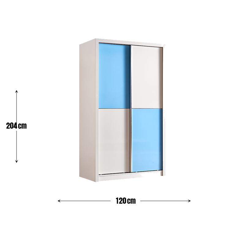 تشيستر - خزانة ملابس ذات بابين منزلقين باللون الأبيض + اللون الأزرق