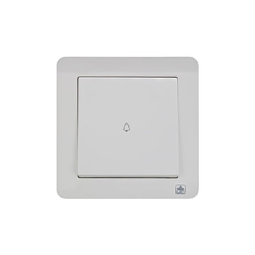 JEWEL WHITE 1 GANG BELL PUSH SWITCH WIDE | زر جرس خانة واحدة عريض – سلسلة "جوهرة" – الأبيض