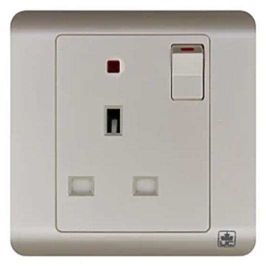 JEWEL PEARL WHITE SINGLE SOCKET WITH NEON | مقبس مفرد مع ضوء نيون – سلسلة 