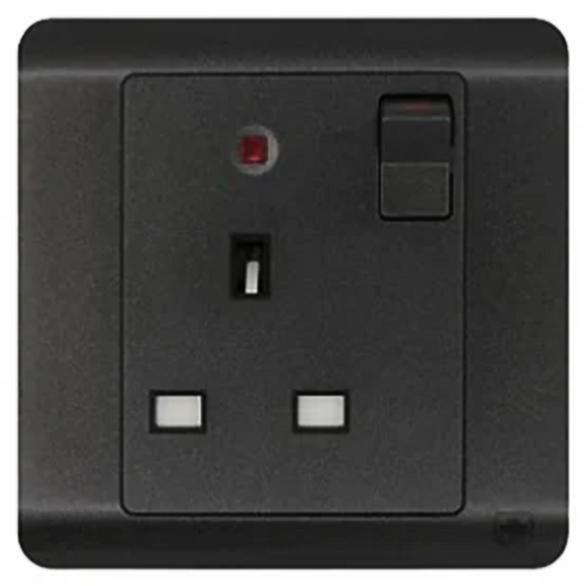 JEWEL GRAPHITE SINGLE SOCKET WITH NEON | مقبس مفرد مع ضوء نيون – سلسلة 