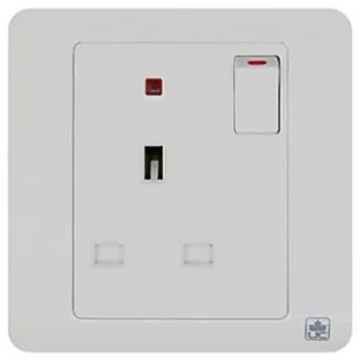 JEWEL WHITE SINGLE SOCKET WITH NEON | مقبس مفرد مع ضوء نيون – سلسلة "جوهرة" – الأبيض