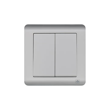 JEWEL TITANIUM 2 GANG SWITCH WIDE | مفتاح عريض 2 خانات – سلسلة "جوهرة" – التيتانيوم