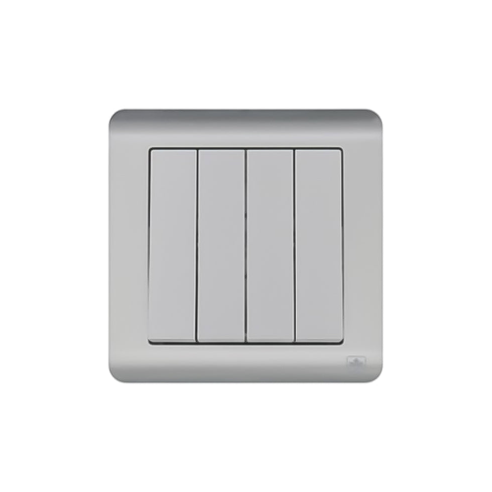 JEWEL TITANIUM 4 GANG SWITCH WIDE | مفتاح ٤ خانات عريض – سلسلة "جوهرة" – التيتانيوم