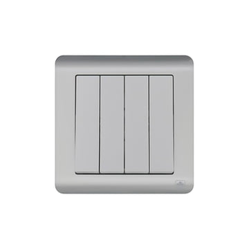 JEWEL TITANIUM 4 GANG SWITCH WIDE | مفتاح ٤ خانات عريض – سلسلة "جوهرة" – التيتانيوم