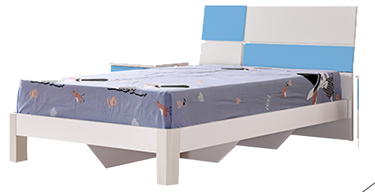 CHESTER Single bed WHITE+BLUE Finish("LIMITED STOCK CLEARANCE SALE")