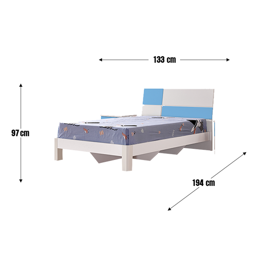 CHESTER Single bed WHITE+BLUE Finish