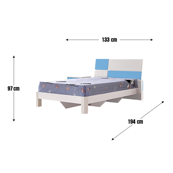 CHESTER Single bed WHITE+BLUE Finish("LIMITED STOCK CLEARANCE SALE")