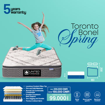 UNITED CANADA MATTRESS TORONTO BONEL SPRING WITH SINGLE PILLOW(5 YEARS WARRANTY)