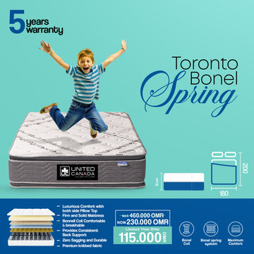 UNITED CANADA MATTRESS TORONTO BONEL SPRING WITH DOUBLE PILLOW(5 YEARS WARRANTY)