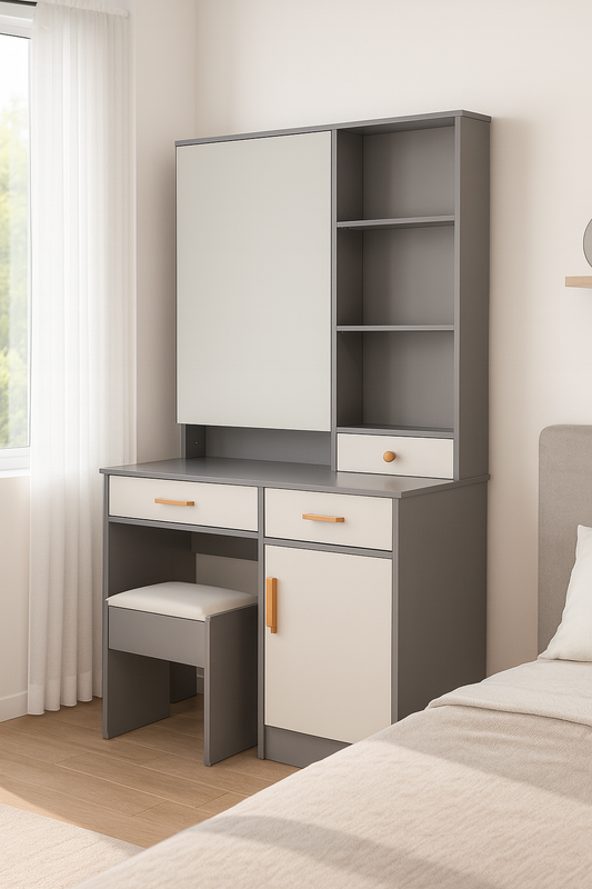 JAFIYA DRESSER GRAIN LINE | جافيا-خزانة تزيين بخطوط نقش الخشب