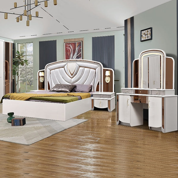 AUKLAND Bedroom Set (BED WITH 2 SIDE STAND WARDROBE & DRESSER WITH CHAIR)