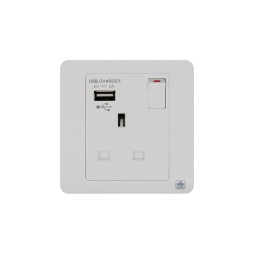 JEWEL WHITE SINGLE SOCKET WITH USB