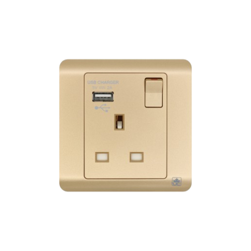 JEWEL CHAMPAGNE SINGLE SOCKET  WITH USB