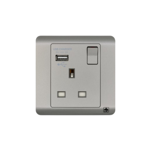 JEWEL SONIC GREY SINGLE SOCKET  WITH USB