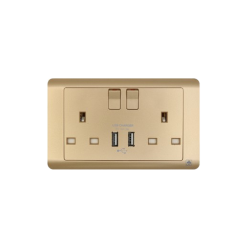 JEWEL CHAMPAGNE DOUBLE  SOCKET WITH USB