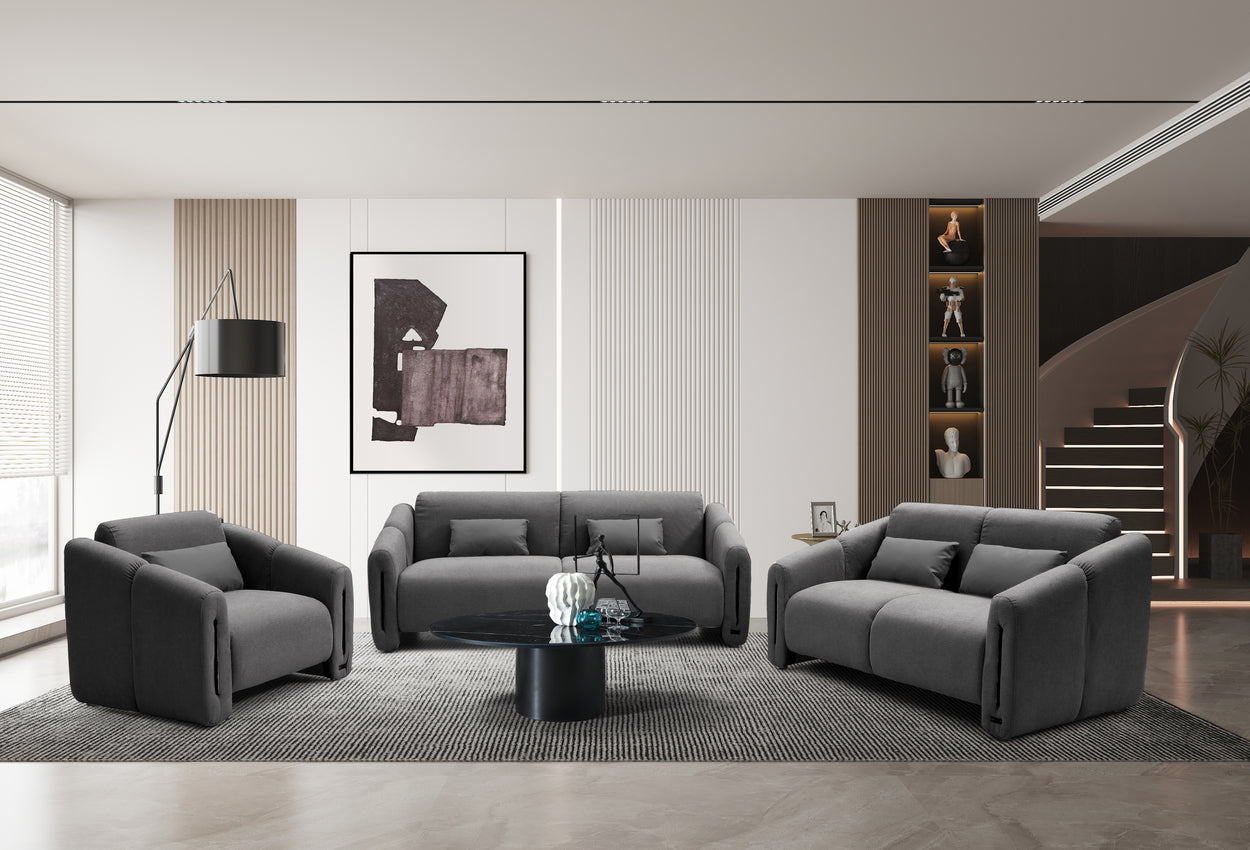 BELVIA FULL SOFA SET GREY